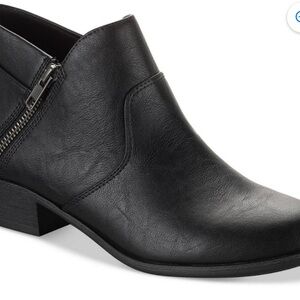 Sun + Stone Black Ankle Booties with Zipper Detail